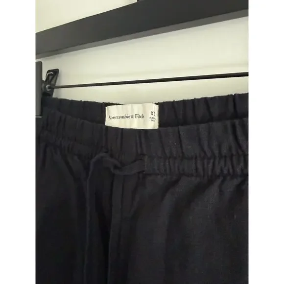 $80 Abercrombie & Fitch Linen Blend Pull on Barrel Pant XS Black - Picture 6 of 10